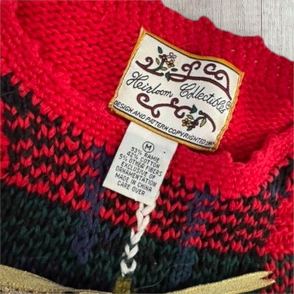 Heirloom Collectibles Ugly Christmas Tree Sweater 90s Plaid Red Green Womens M - Picture 4 of 4